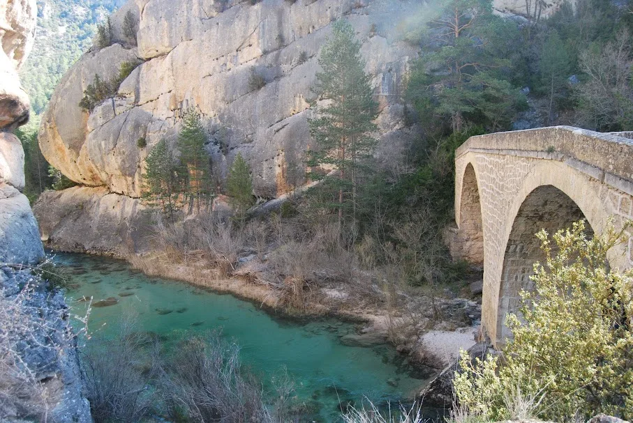 El agua: el gran tesoro del Alto Tajo 11 Puente de Peñalén sobre el río Tajo, aguas arriba de la desembocadura del río Cabrillas.